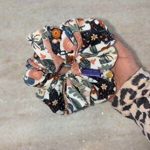 Corduroy scrunchie size large floral pastel colors hand crafted